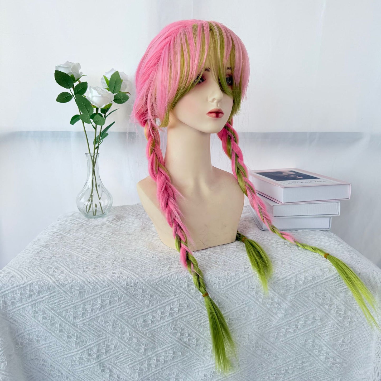 Glass Thick Twist Braid Gradient Color Whole Head Cover Long Cos Wig