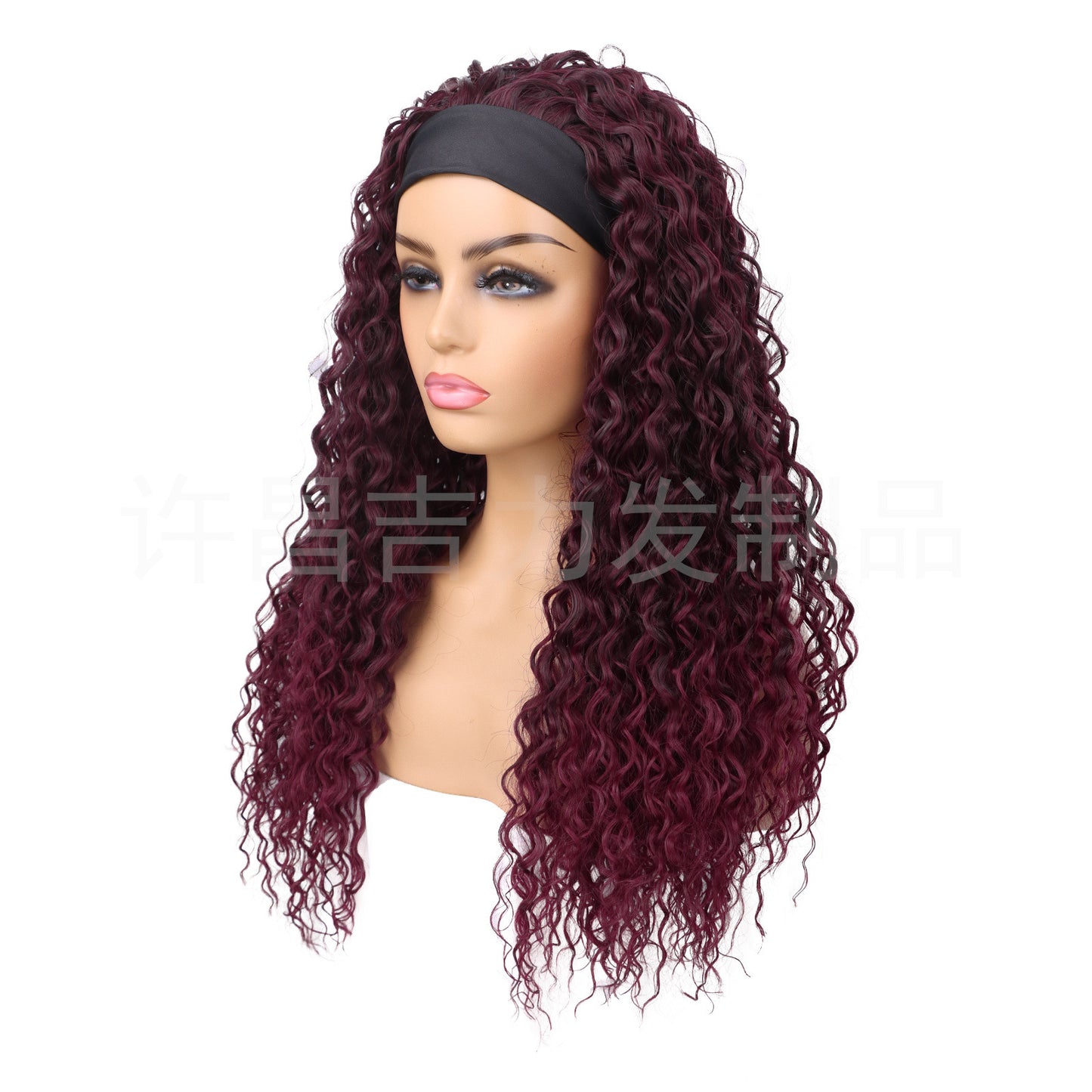 Hair Band Color Curly African Small Turban Head Wig Long Curls