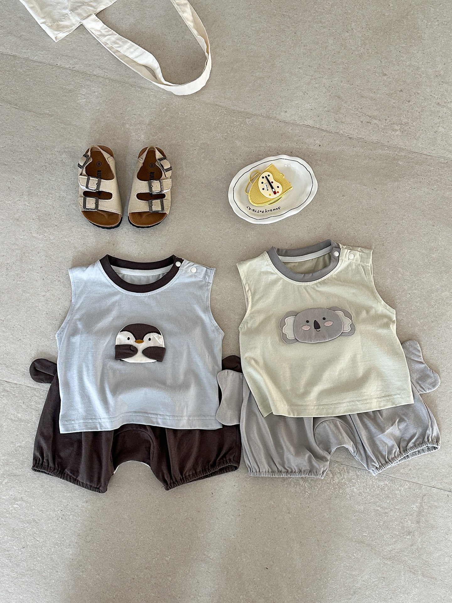 Summer Infant Boy Cartoon Sleeveless T-shirt Pants Children's Suit