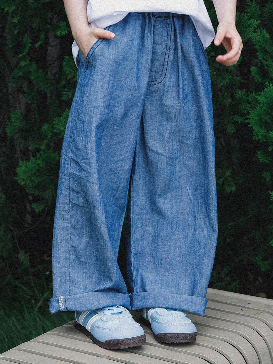 Children's Mountain Outdoor Clothing Jeans Summer Lightweight Breathable Loose Wide Children's Pants