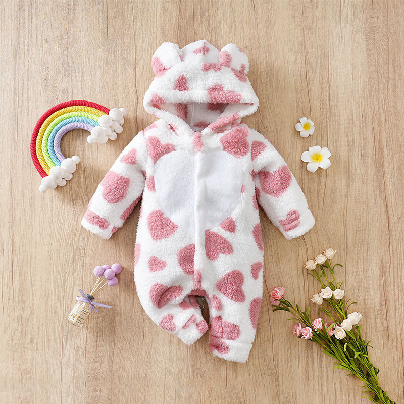 Winter Flannel Jumpsuit Cartoon Fleece-lined Going Out Jumpsuit, Climbing Suit