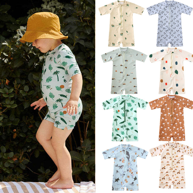 Children's Clothing Zipper One-piece Beach Swimsuit Boys Jumpsuit, Climbing Suit