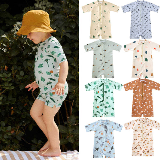 Children's Clothing Zipper One-piece Beach Swimsuit Boys Jumpsuit, Climbing Suit