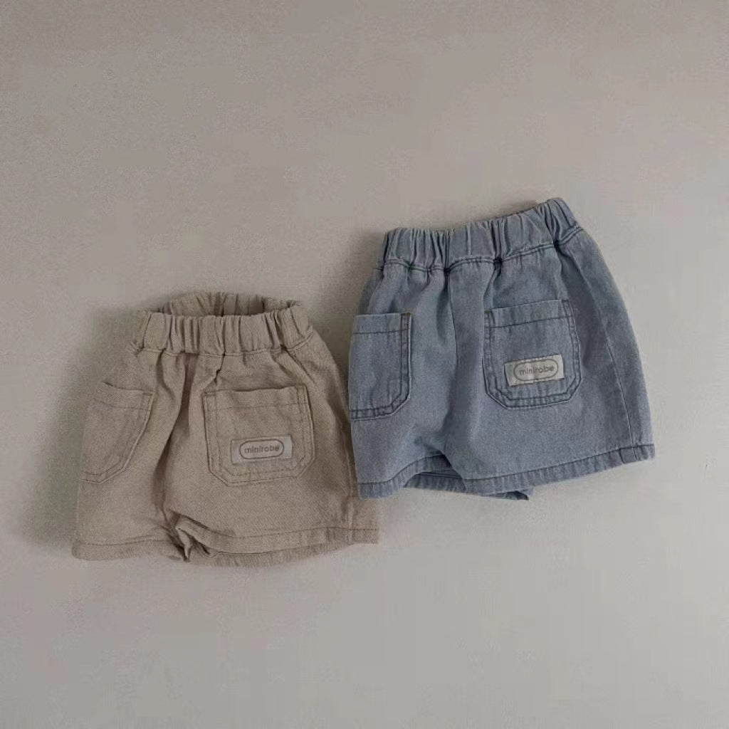 Children's Clothing Korean Letters Summer Cotton Thin Jeans Retro Shorts Toddler Children's Pants