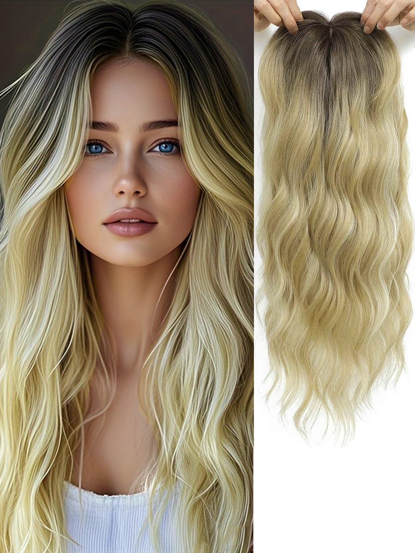 Need To Wear Hair Black Gold Gradient Female Straight Top Wig Long Curls