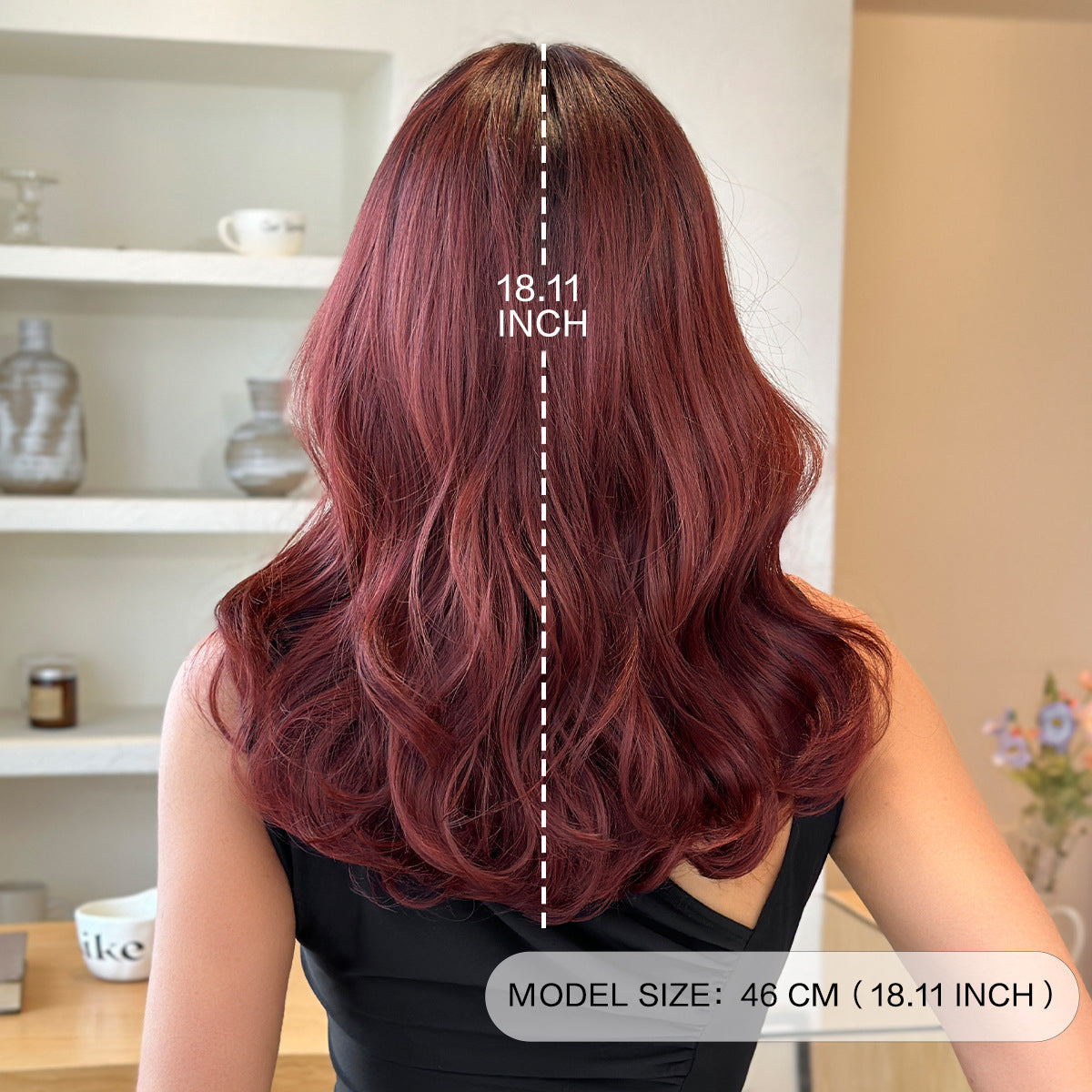 Women's Wine Red Natural Bangs High Quality Wig Short Curly Hair