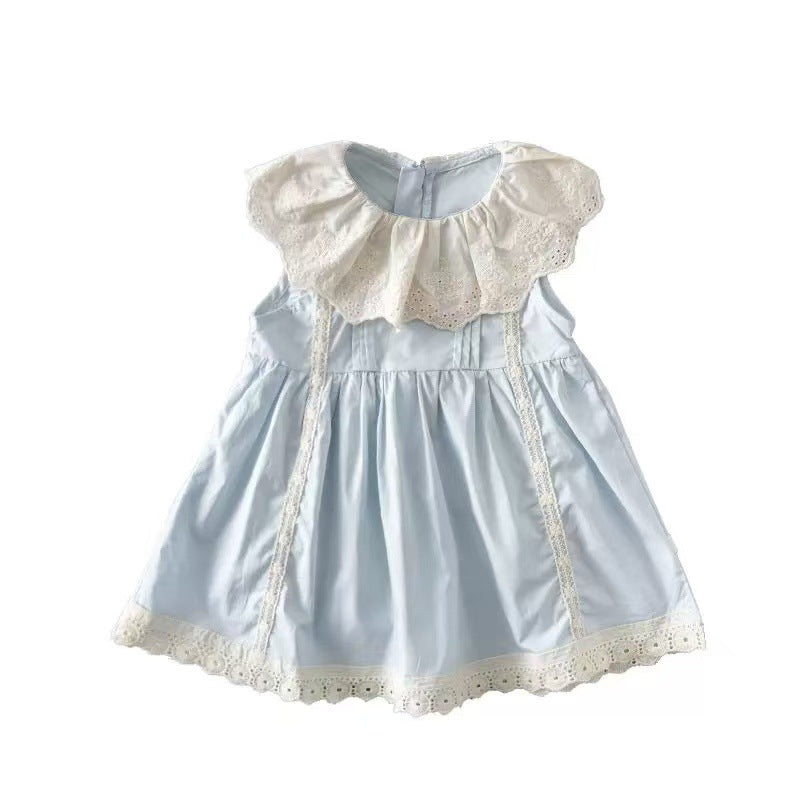 Sleeveless Lace Collar One-piece Dress Fashionable Vest Princess Style Triangle Jumpsuit, Climbing Suit