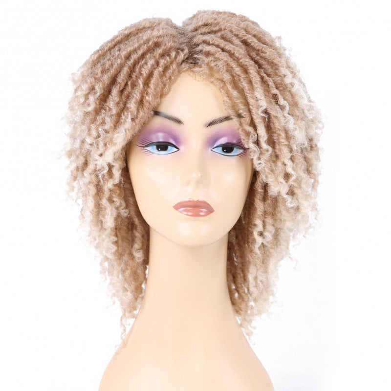 Fashion African Small Reel Curved Dreadlocks Wig Short Curly Hair