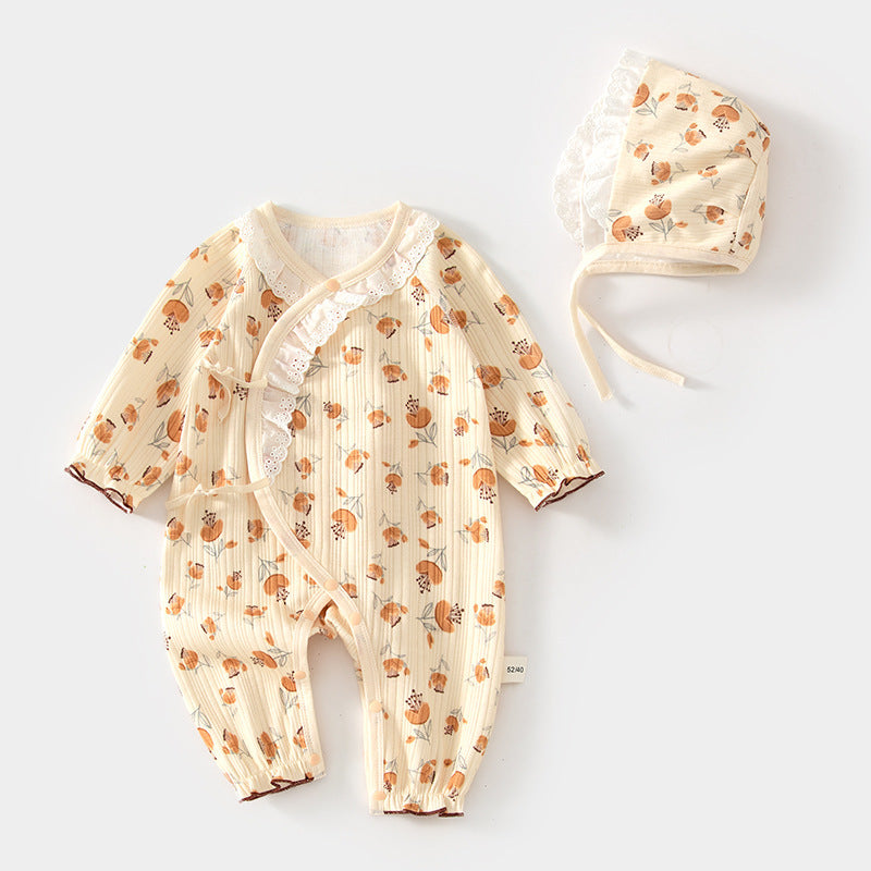 Rompers Get Hat Jumpsuit Romper Pure Cotton Jumpsuit, Climbing Suit