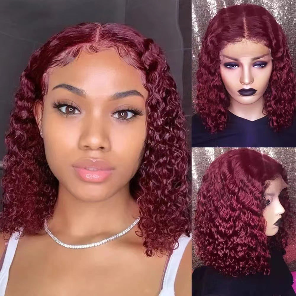 Closure Deep Curly Bob Density Indian Real Hair Wig
