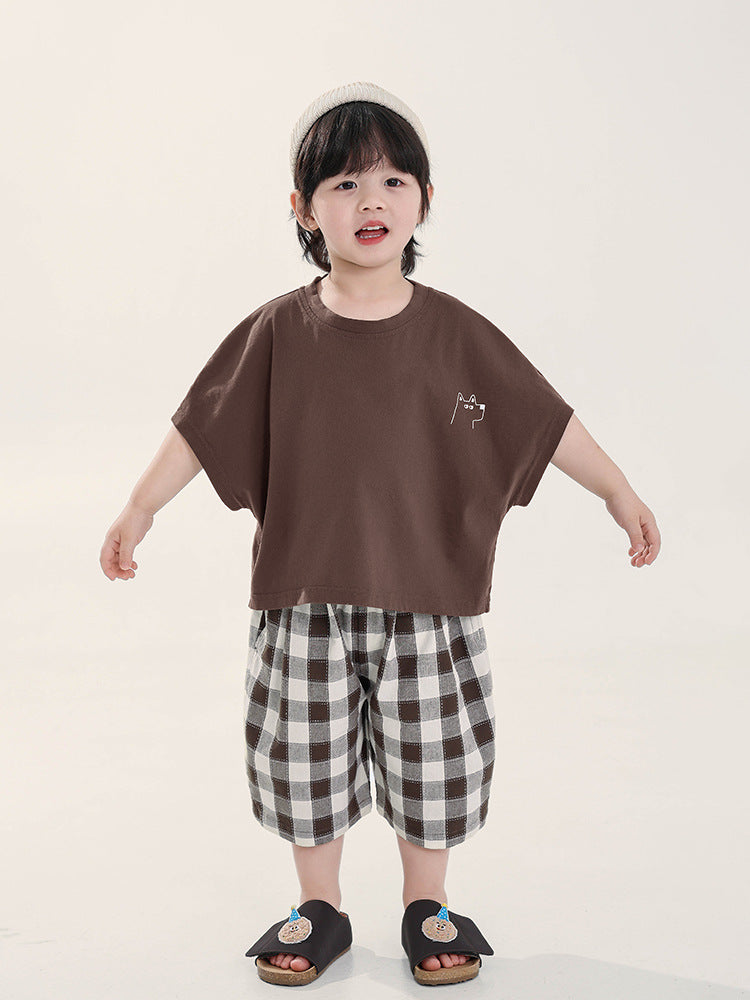 Children's Clothing Boy's Short-sleeved Summer Batwing Sleeve Top Children's T-shirt