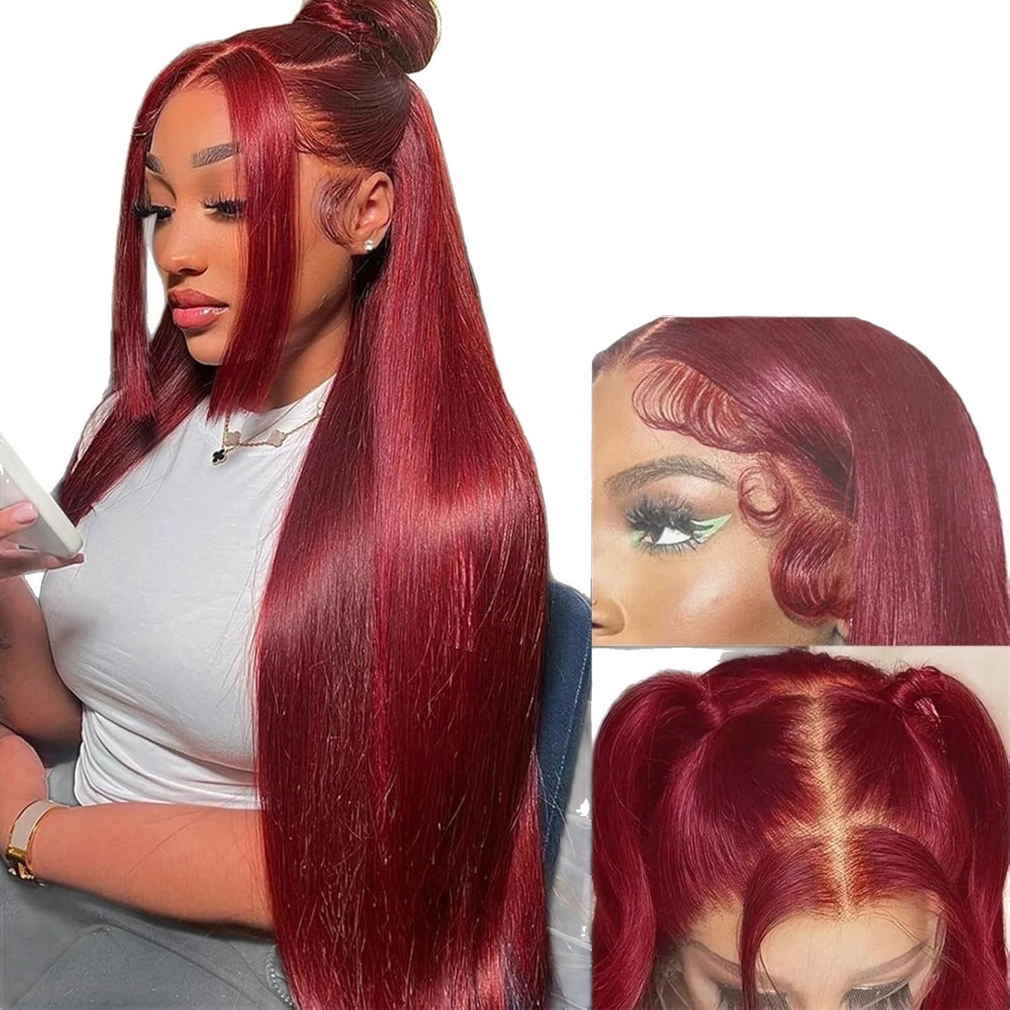Style Front Lace Hair Chemical Fiber White Side Long Straight Wig