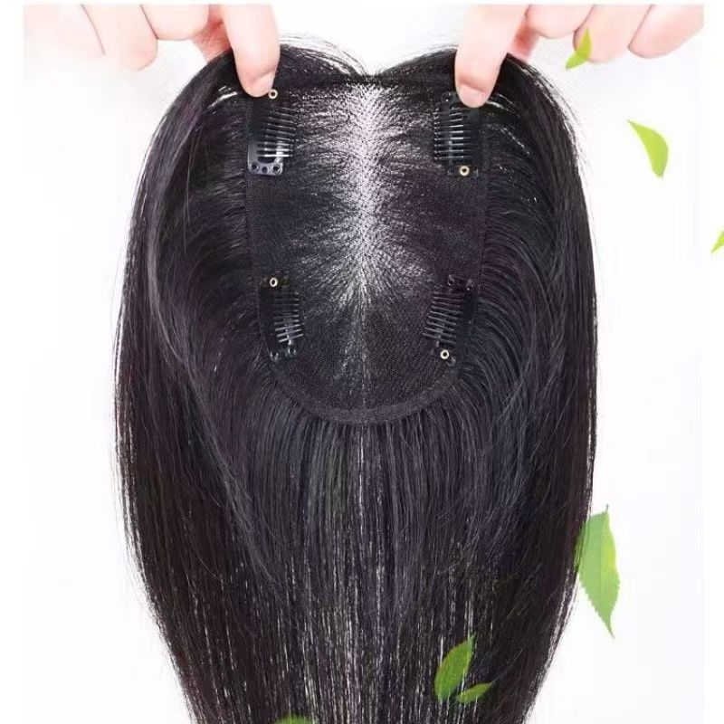 Women's Swiss Net Set Hand Woven Cover Gray Hair Human Top Wig