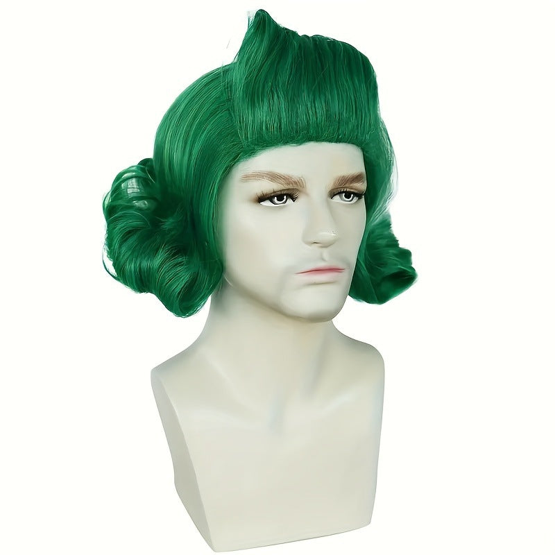 Curly Hair Green Wave Shape Halloween Cos Wig