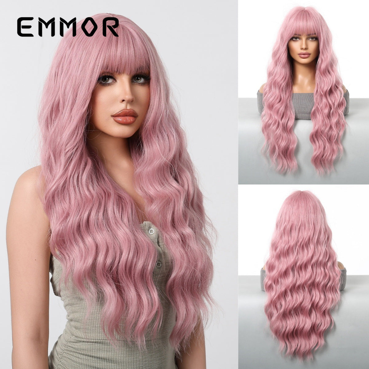 Bangs White Curly Hair Festival Atmosphere Wig Long Curls
