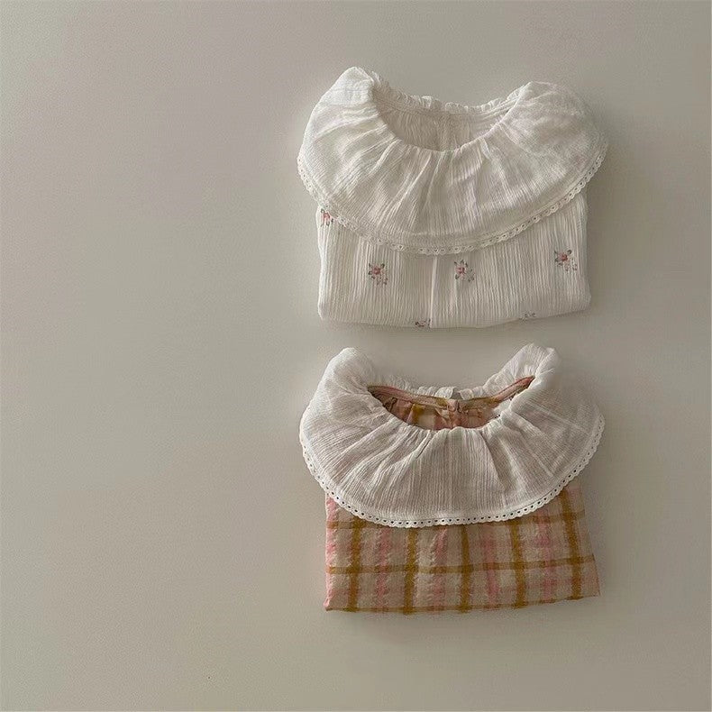 Replenishment Summer Cute Cool Plaid Ruffle Collar Romper Jumpsuit, Climbing Suit
