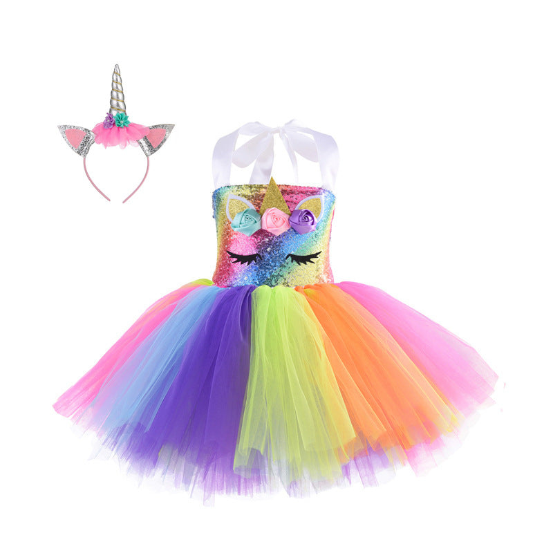 Unicorn Halloween Costume Princess With Lining Children's Dress