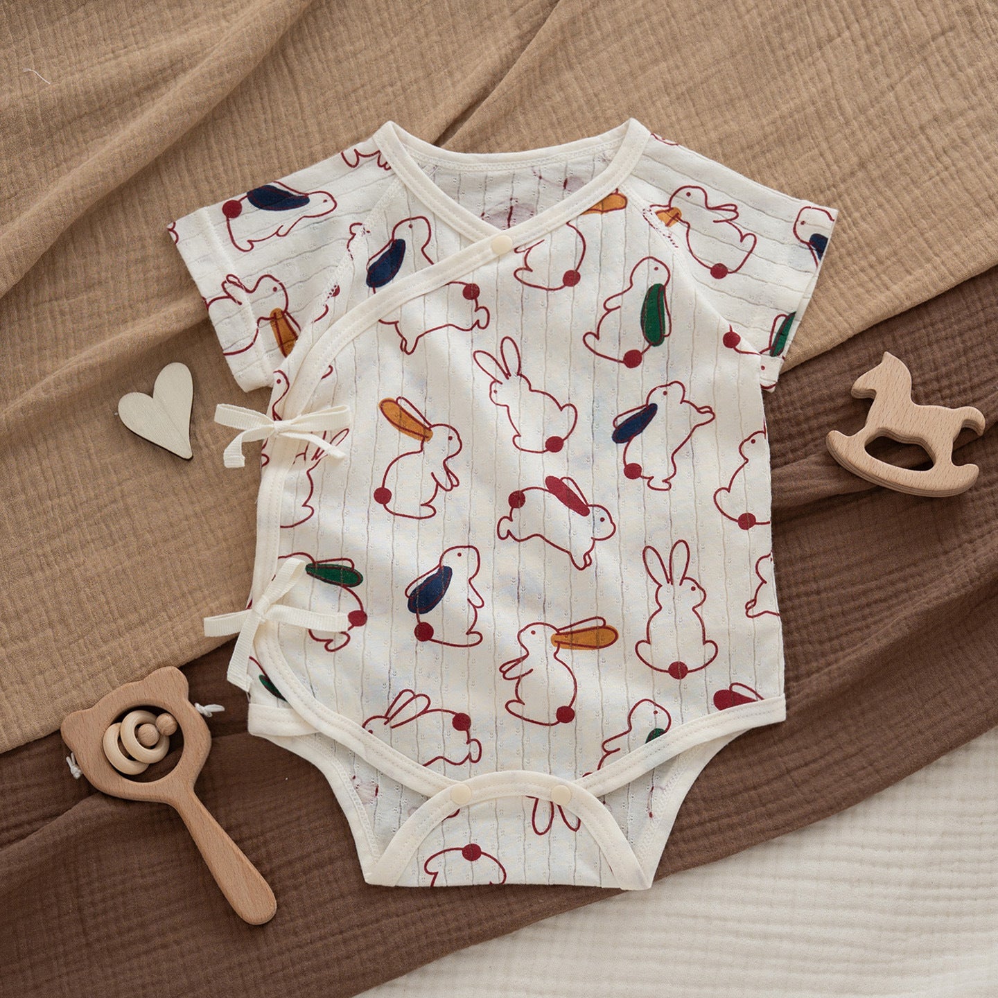 Short Sleeve Cotton Butt Wrap Clothes Months Born Boneless Triangle Jumpsuit, Climbing Suit