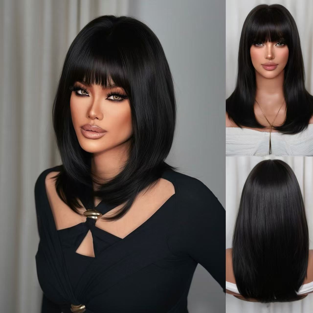 Women's Shoulder Dyed Chemical Fiber Rose Net Long Straight Wig