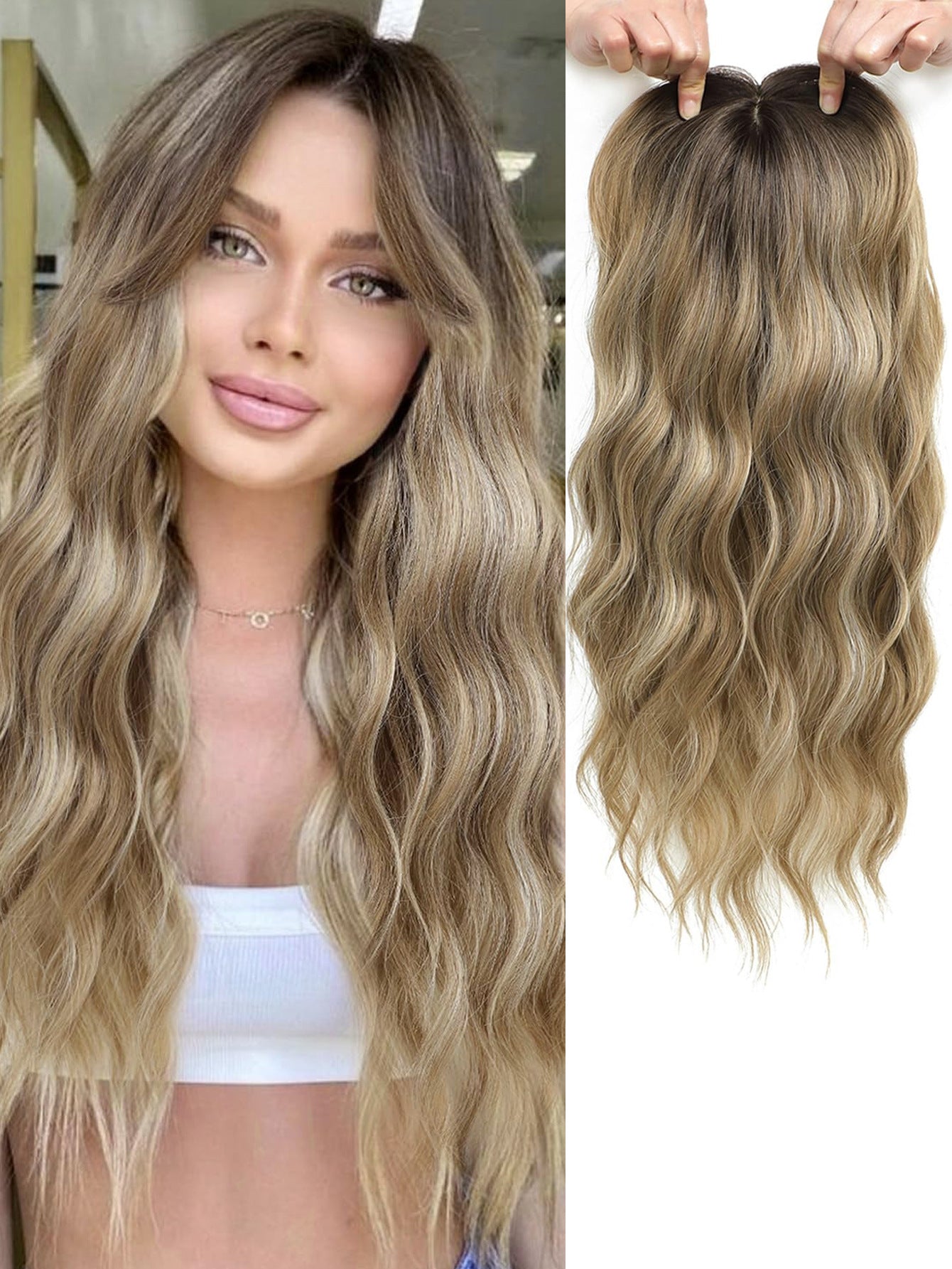 Need To Wear Hair Black Gold Gradient Female Straight Top Wig Long Curls