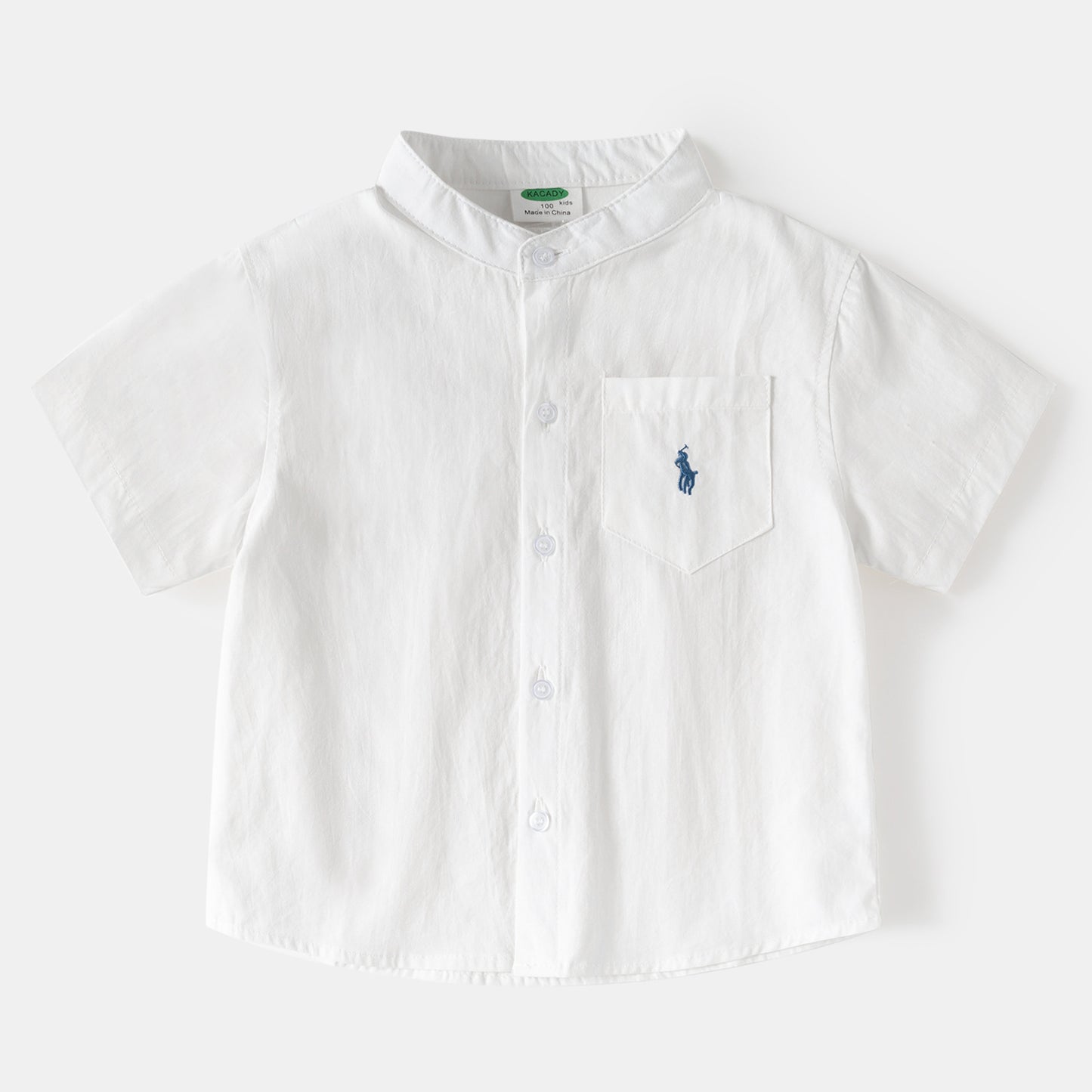 Clothing Summer Top Embroidered Solid Color Stand Children's Shirt