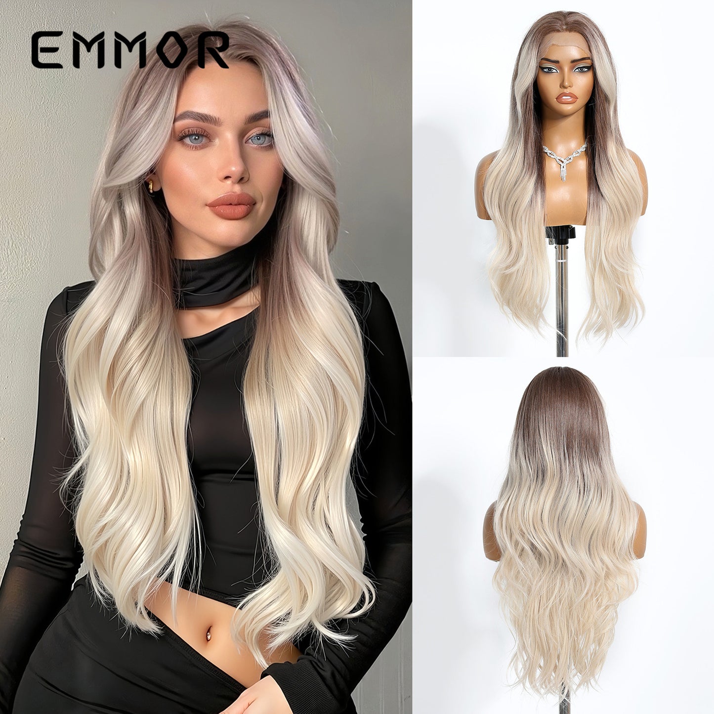 Fiber Dark Brown Curly Hair Realistic Breathable Wig Long Curls