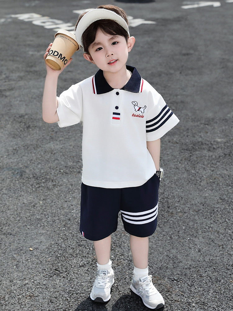 Children's Summer Short-sleeved Clothing Thin Boy's Dog Children's Suit