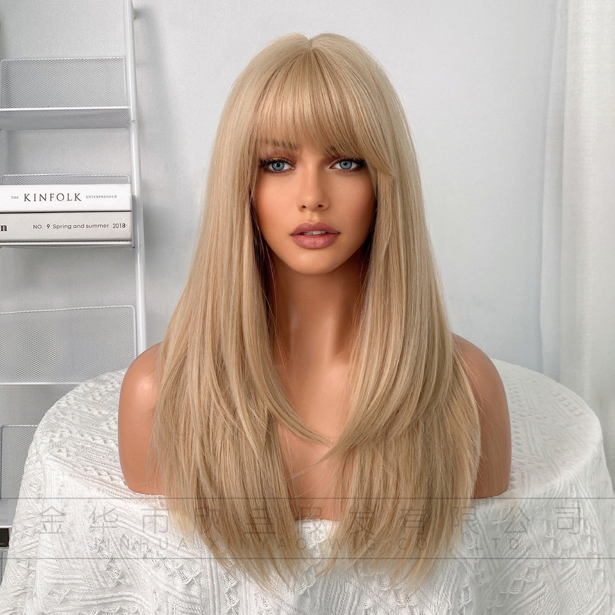Women's Beige Hair Layer Full Type Chemical Long Straight Wig