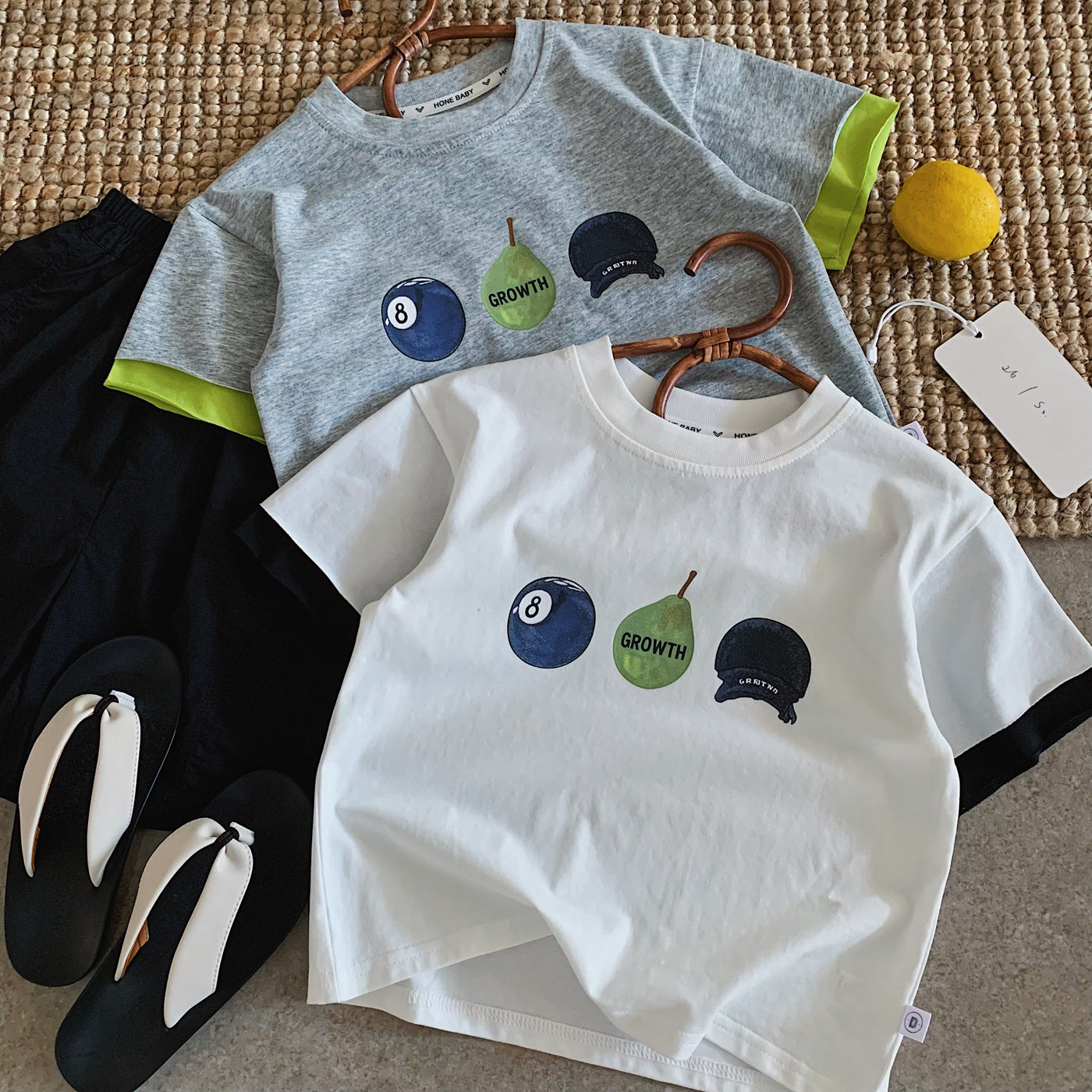 Children's Sleeve Contrast Color Casual Comfortable Pullover Loose Elastic Children's T-shirt