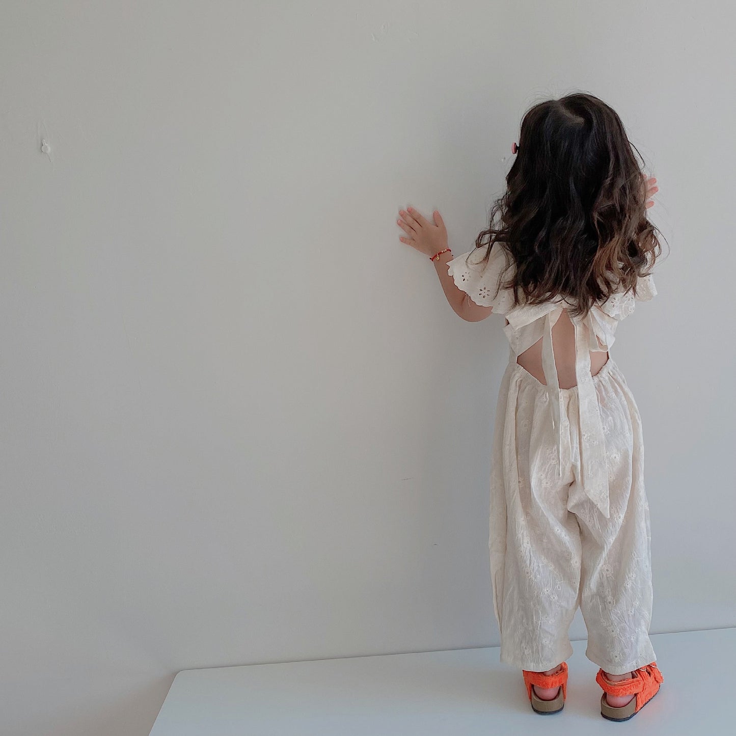 Fashionable Backless Bow Flounced Sleeve Soft Breathable Children's Pants