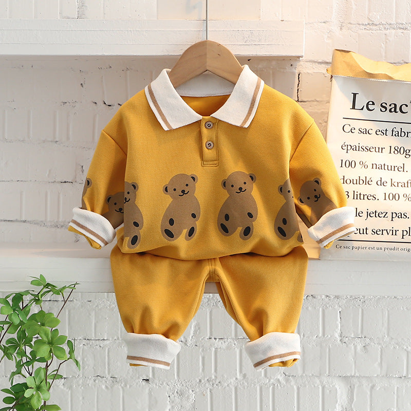 Children's Two-piece Cartoon Lapel Boys Autumn Clothing Children's Suit
