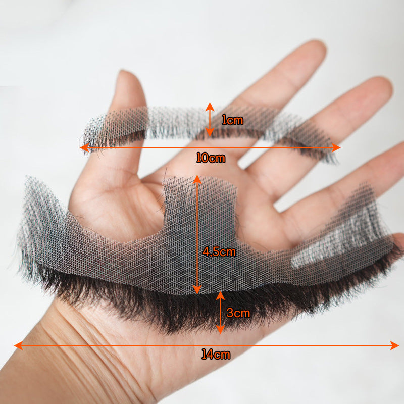 Men's Hand Woven Fake Seamless Human Hair Eyebrows Sideburns Film Television Men's Wig