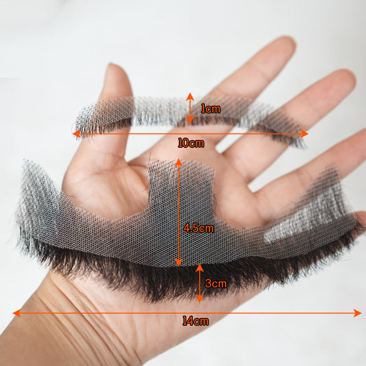 Men's Hand Woven Fake Seamless Human Hair Eyebrows Sideburns Film Television Men's Wig