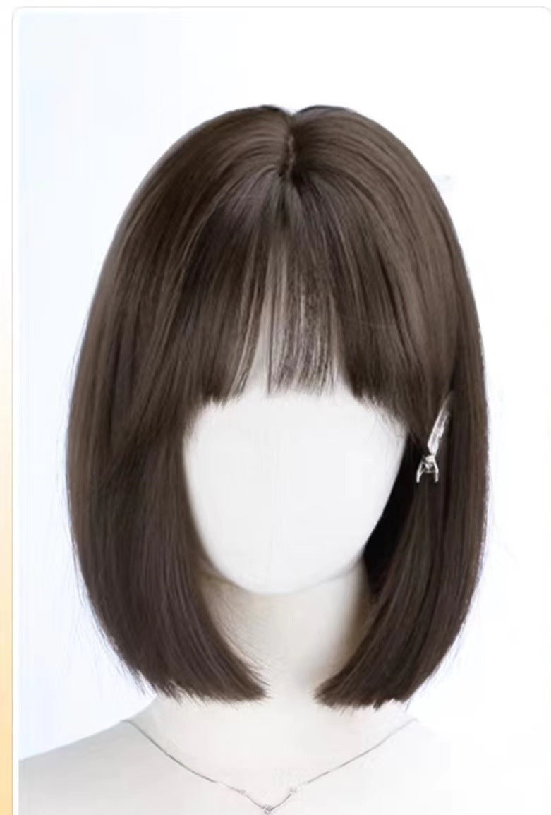 Female Cool Highlight Trend Younger Fashion Wave Simulation Wig Short Straight Hair