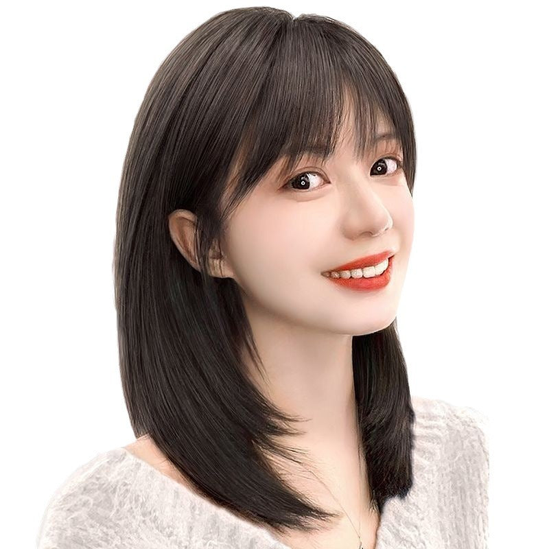 Natural Female Collarbone Full Top Sheath Wig Short Straight Hair