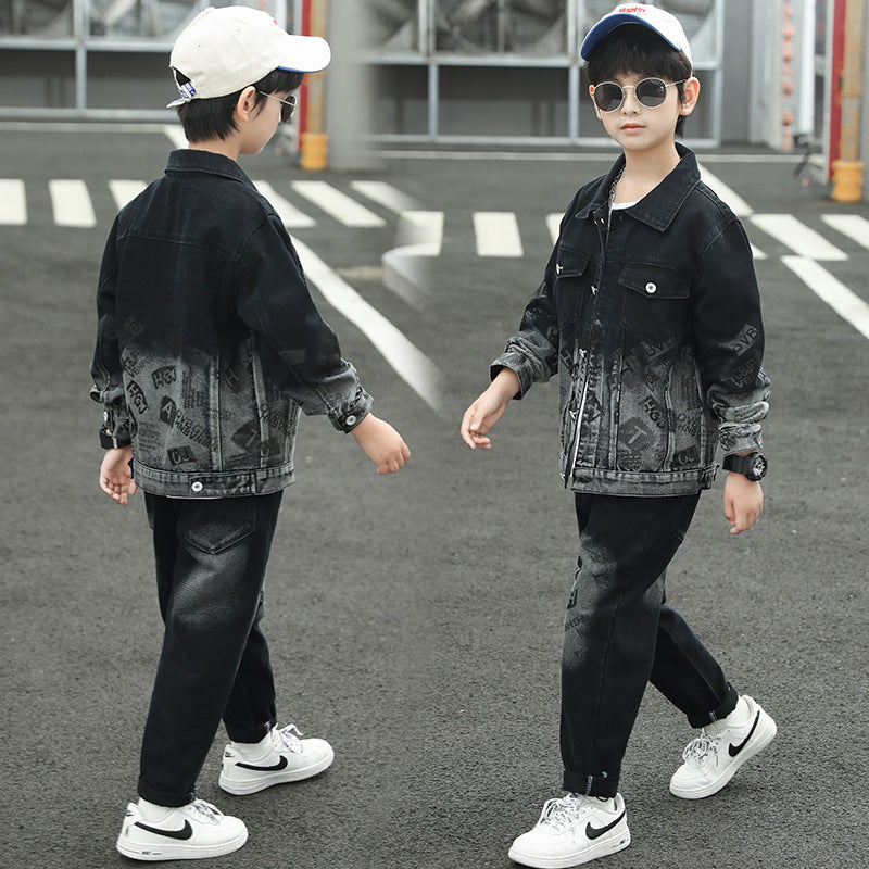 Children's Big Denim Two-piece Handsome Trendy Spring Children's Suit