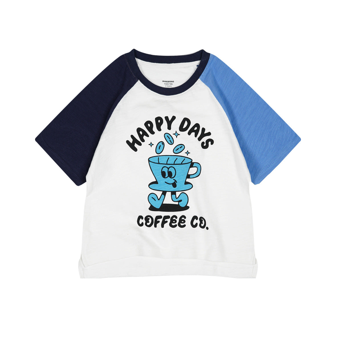 Children's Thin Cotton Slub Top Boys Contrast Color Raglan Sleeve Round Children's T-shirt