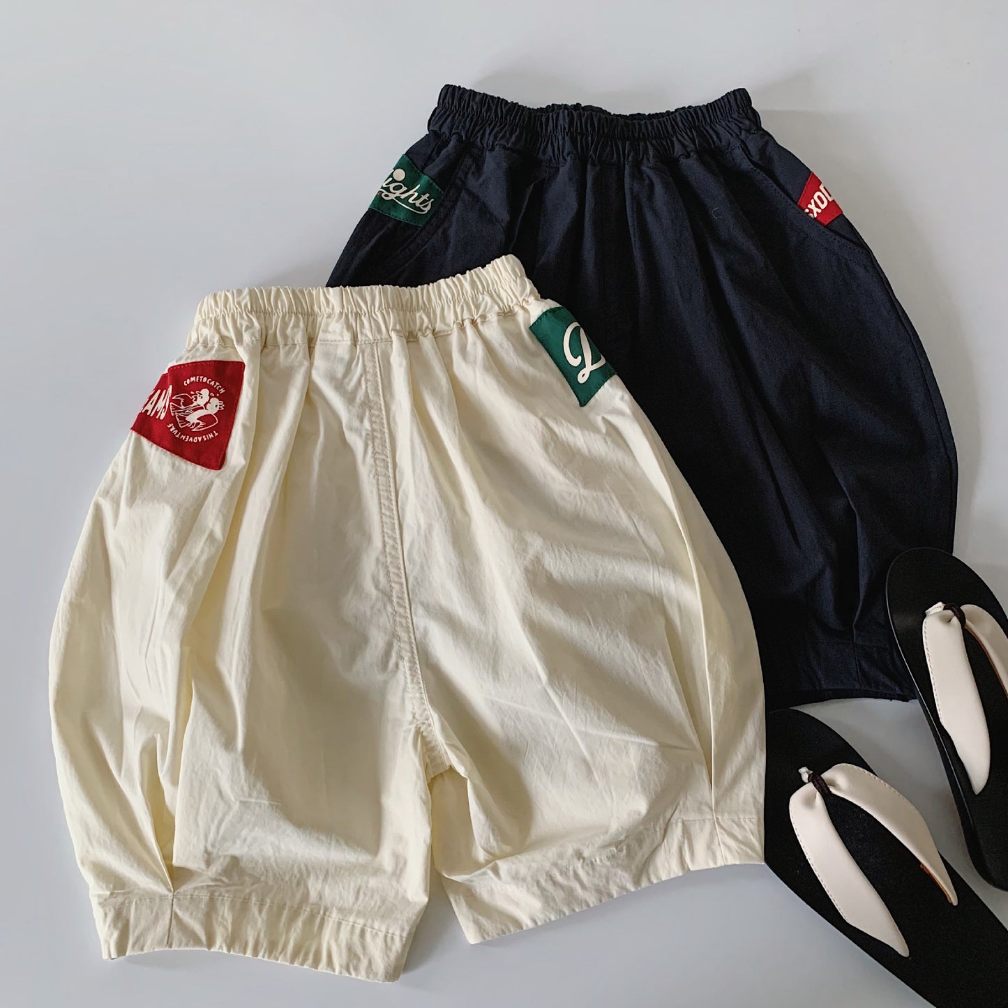 Children's Summer Korean Style Solid Color Patch Fifth Children's Pants
