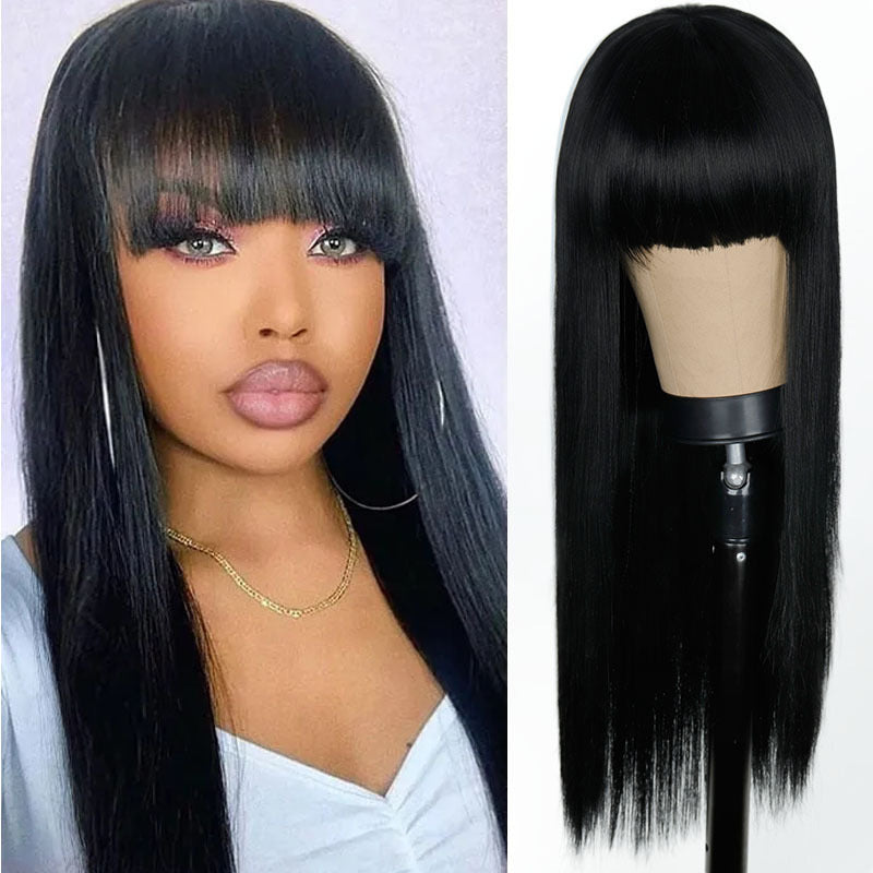 Women's Fashion Bangs Natural Fluffy Hair Chemical Fiber Long Straight Wig