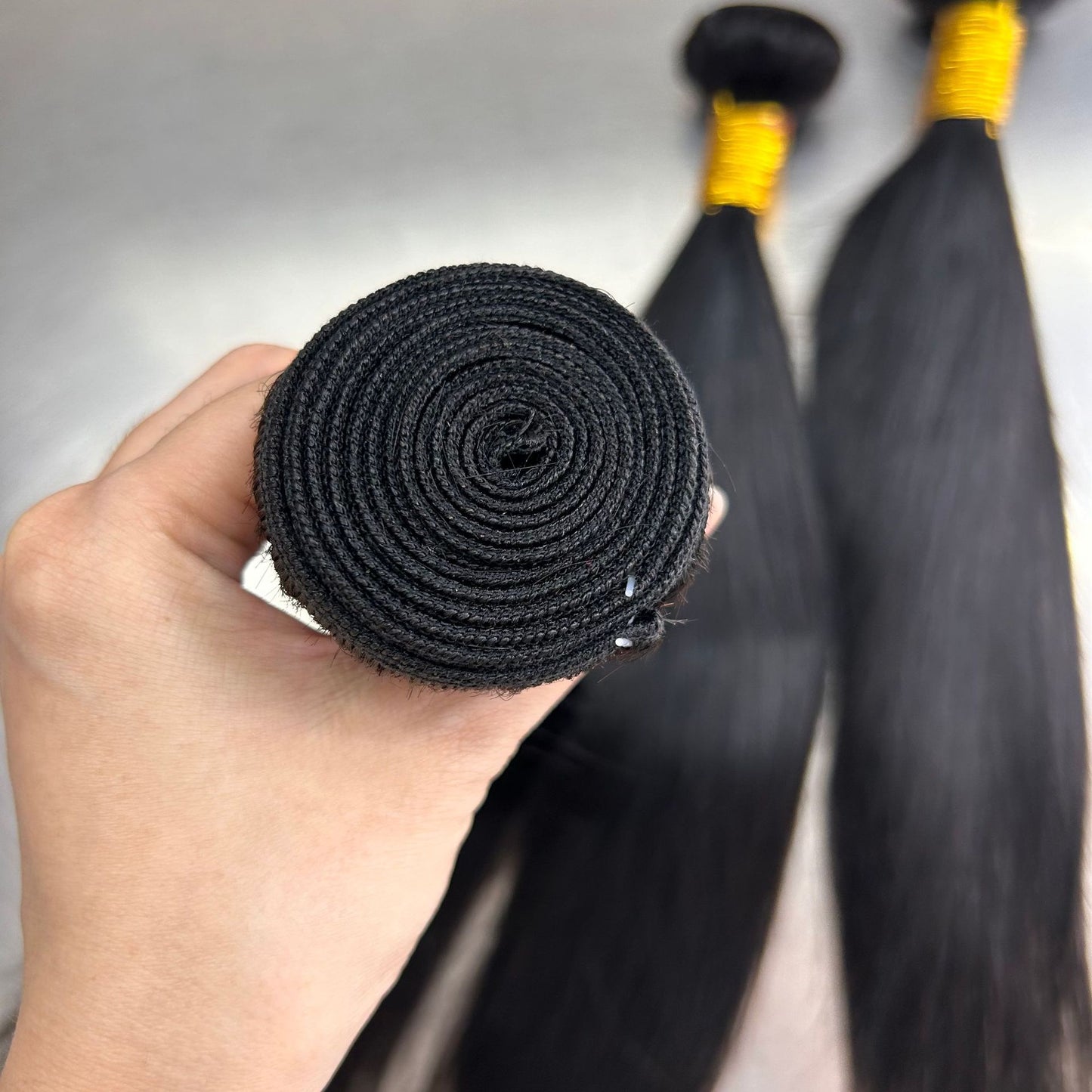 Straight Weft Strip Of Human Plump Real Hair Wig