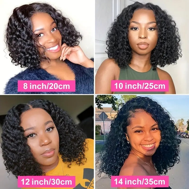 Women's Front Lace Small Black Wrapped African Synthetic Wig Short Curly Hair