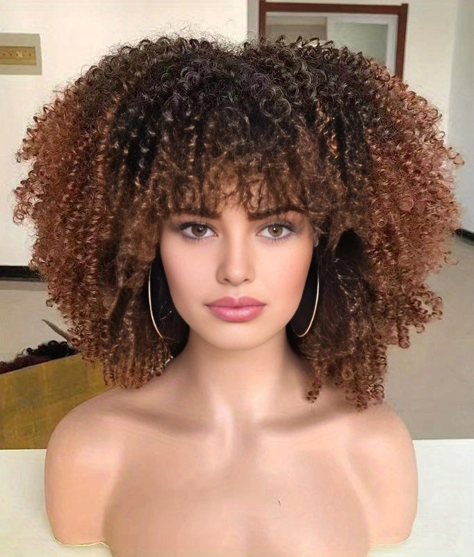 Women's African Fashion Explosion Small Head Cover Wig Short Curly Hair