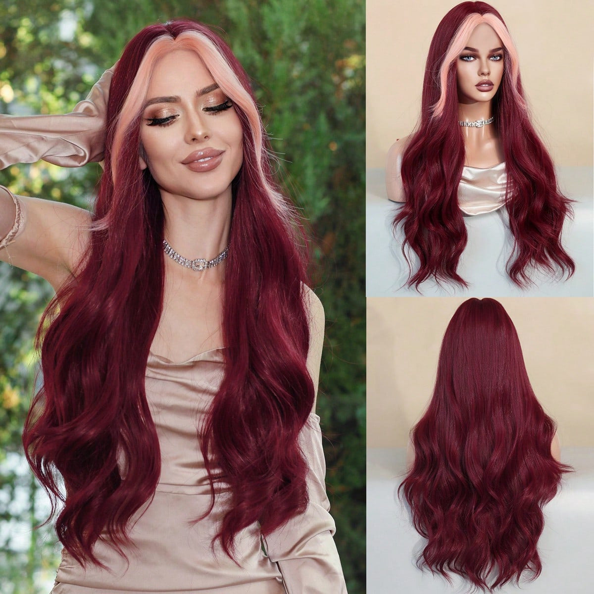 Women's Fashion Mid-length Colorful Curly Hair Sheath Big Wave Chemical Wig Long Curls
