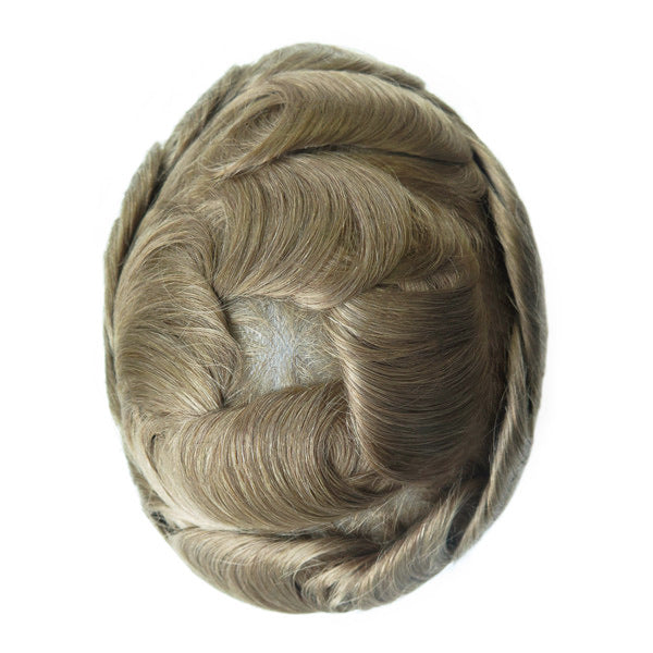 Men's Leather Hand Crochet V Needle Hairpiece Men's Wig