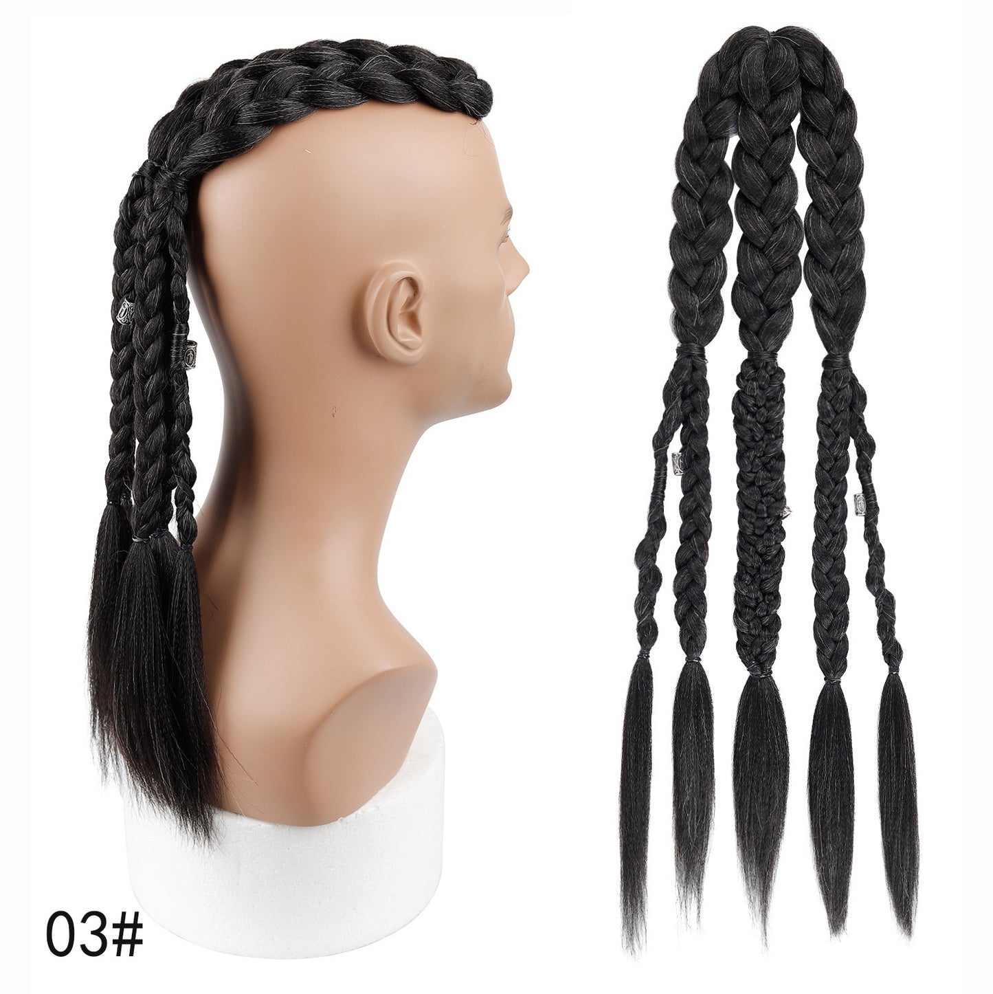 Men's Braid Inch Handmade Clip-on Viking Weave Horse Men's Wig