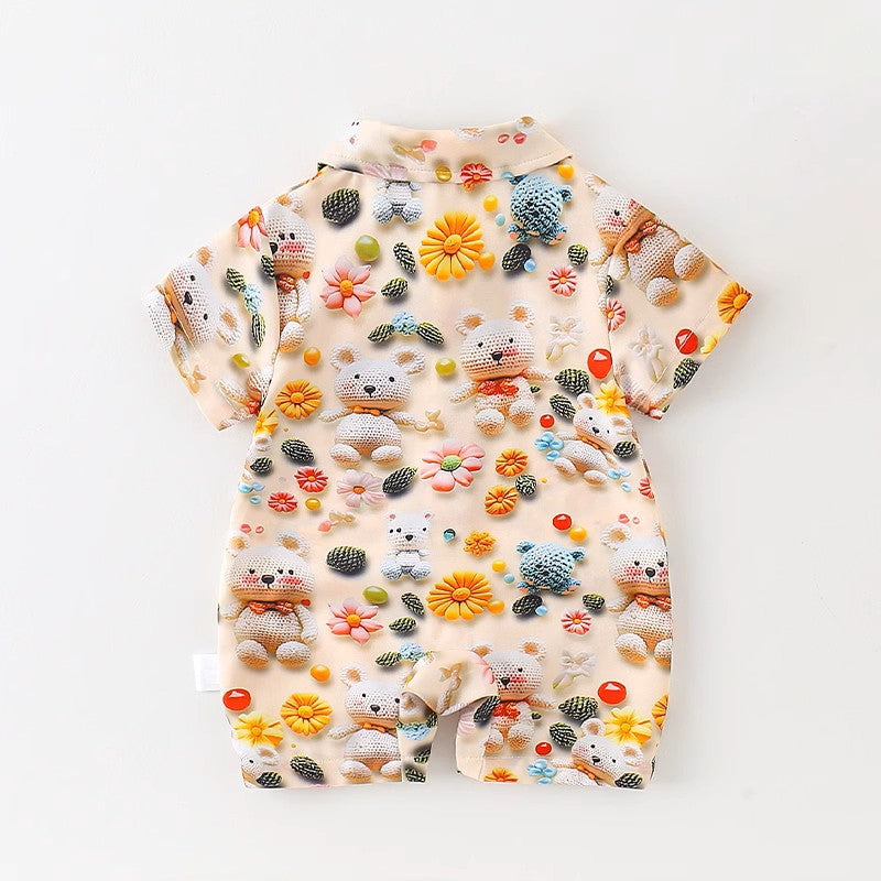 Women's & Men's For Babies Summer Thin Clothing Short Sleeve Western Style Beach Jumpsuit, Climbing Suit