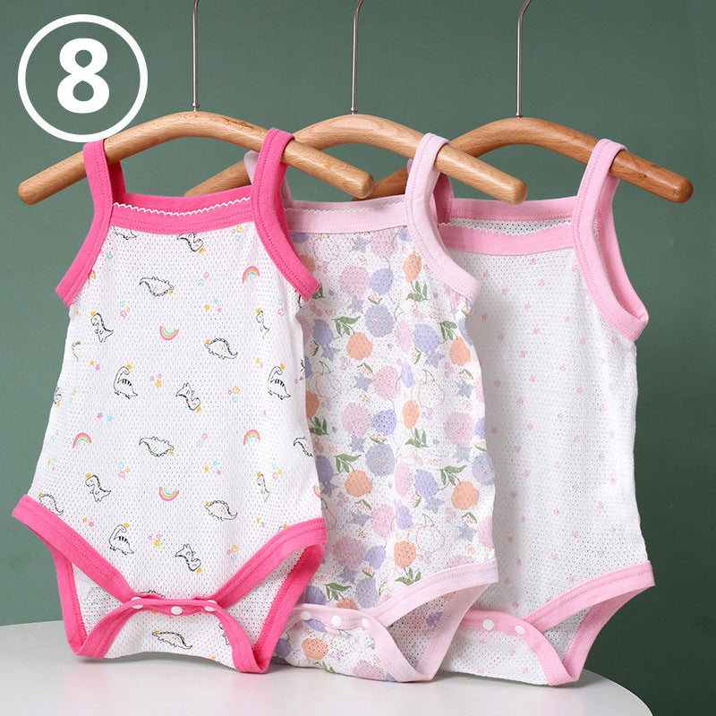 Summer Sling Pure Cotton Class Clothes For Babies One-piece Crawling Jumpsuit, Climbing Suit