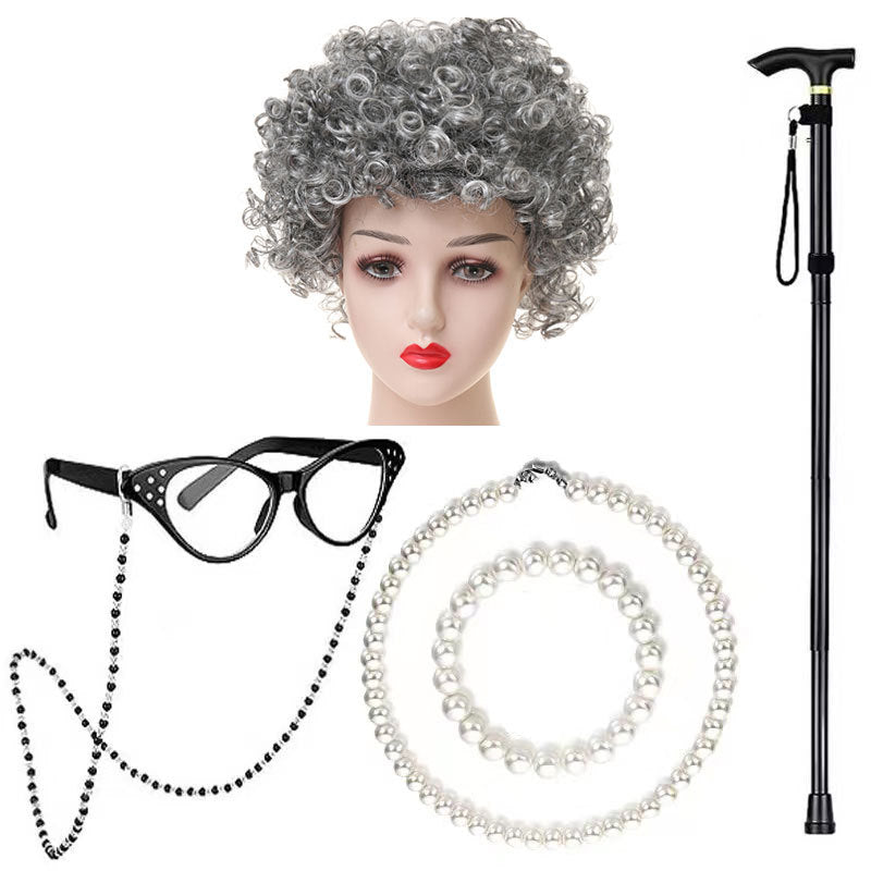 School Day Grandma Sheath Halloween Grandpa Cos Wig