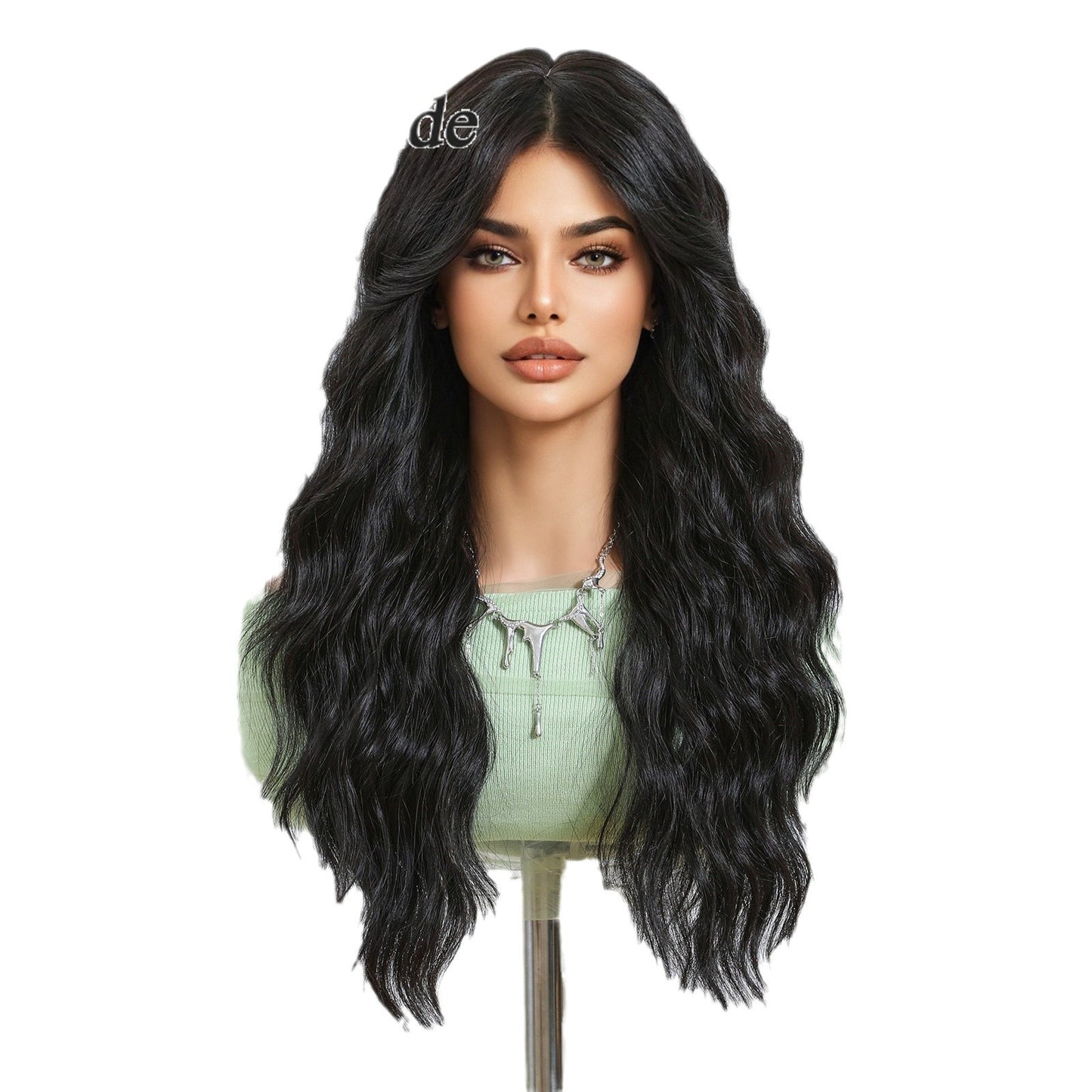Female Word Bangs Full Top Simulation Human Hair Silk Water Wig Long Curls