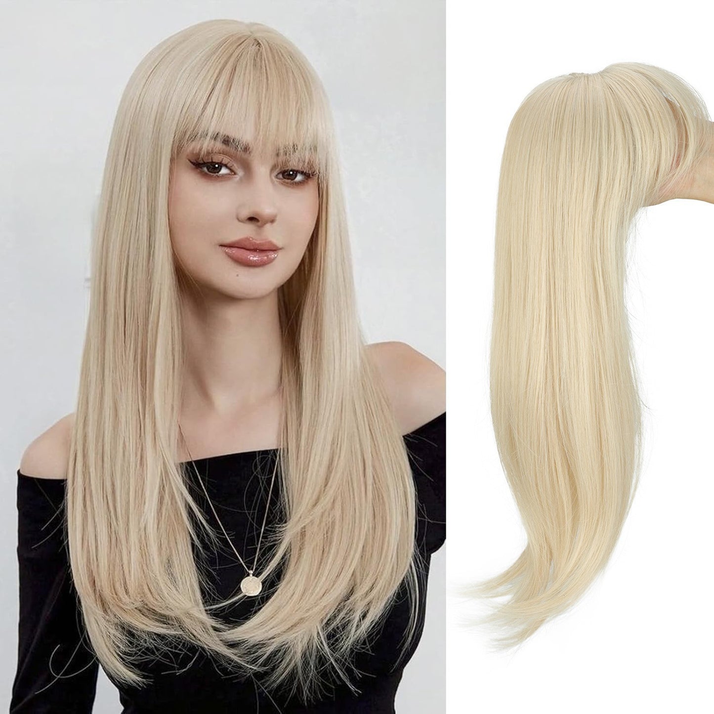 Appearance Natural Fluffy Barrettes Hair Extension With Bangs Ladies Wig